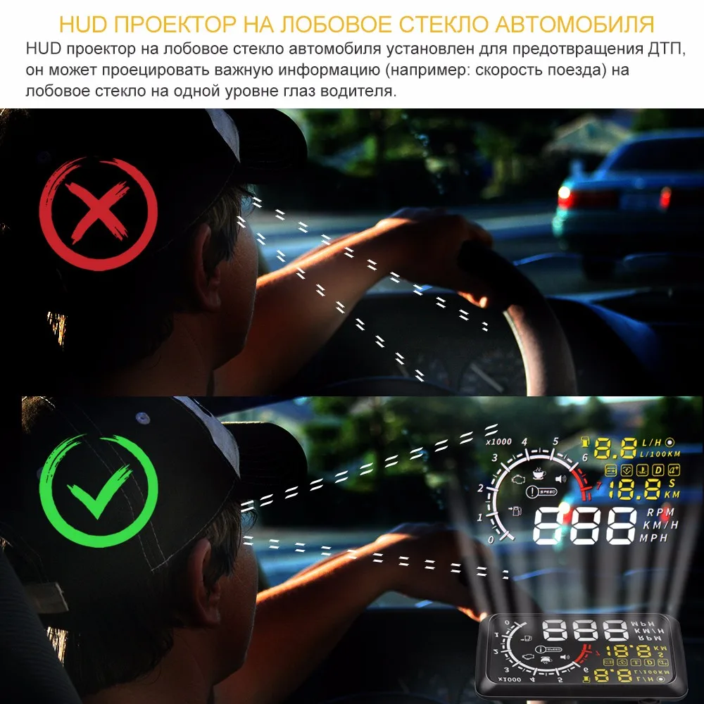 ONEVER 4c Авто HUD 5.5 ''Head Up Дисплей автомобиля Скорость проектор OBD2 II euobd более Скорость Предупреждение Лобовое стекло проектор сигнал тревоги Системы