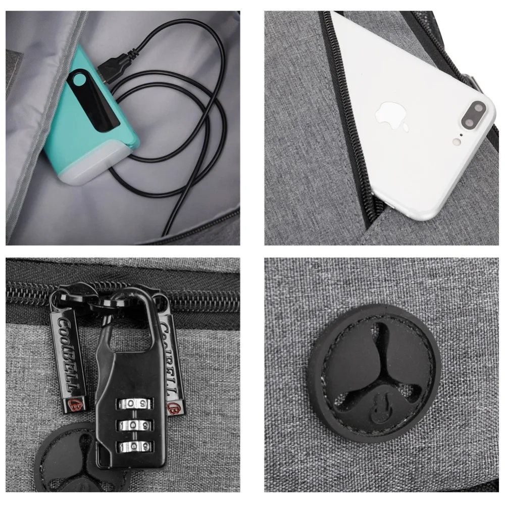 CoolBELL 15 6 дюймов Сумка для ноутбука с usb портом зарядки повседневный рюкзак