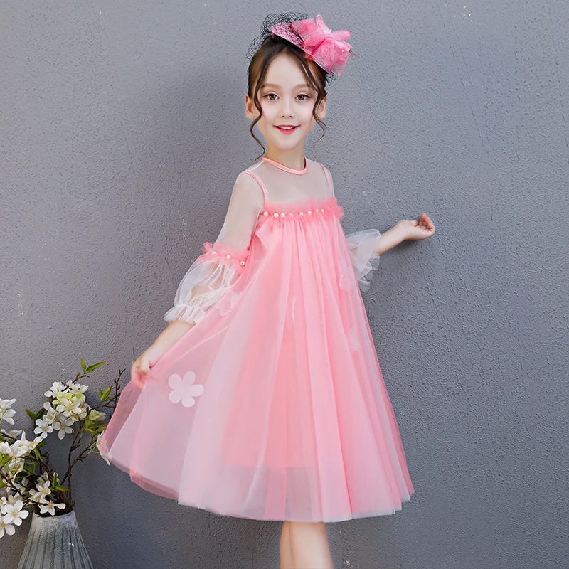 

2018 New Kids Baby Cute Beautiful Pink/Green Birthday Wedding Party Ball Gown Dress Girls Teens Piano Pageant Prom Mesh Dress