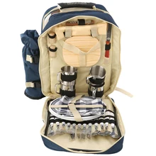 Ao ar livre 4 pessoas piquenique backapck mochila portátil acampamento churrasco almoço saco com talheres conjunto sacos de piquenique