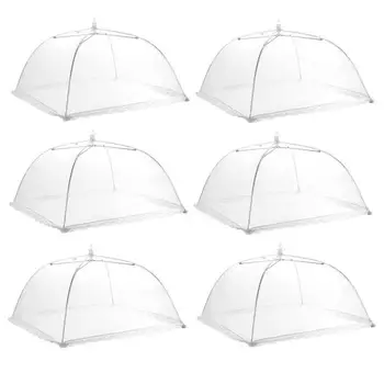 

6Pcs Large Pop-Up Mesh Screen Food Cover Tent Umbrella Reusable And Collapsible Outdoor Picnic Food Covers Mesh Food Cover Net