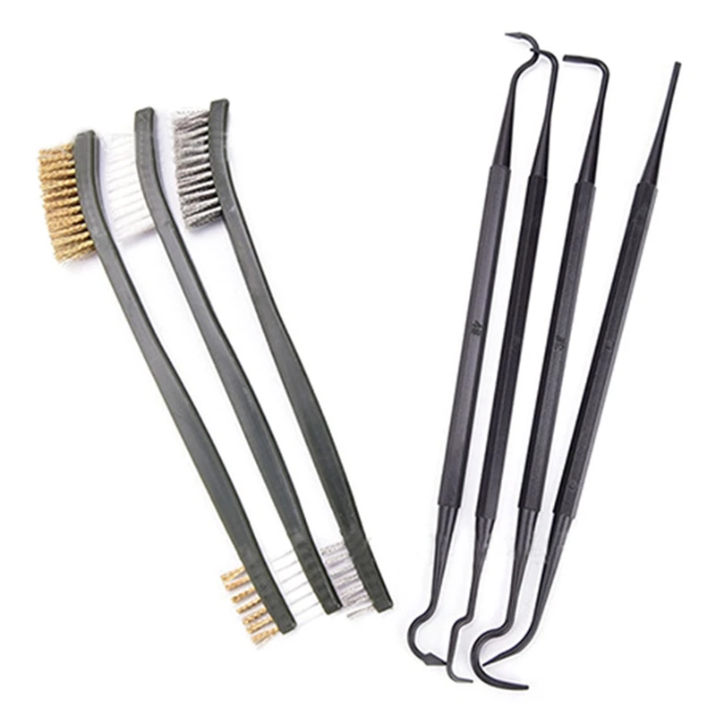 3pcs Steel Wire Brush + 4pcs Nylon Pick Set Universal Gun Hunting