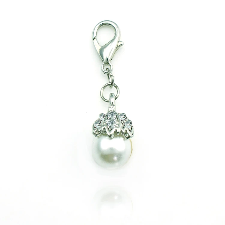 JINGLANG Fashion Lobster Clasp Dangle White Pearl Flower Charms DIY