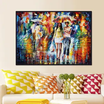 

Romantic Walk in The Rain Modern Picture Prints Canvas Painting Wall Art Picture poster for Living Room Bedroom Wall home Decor