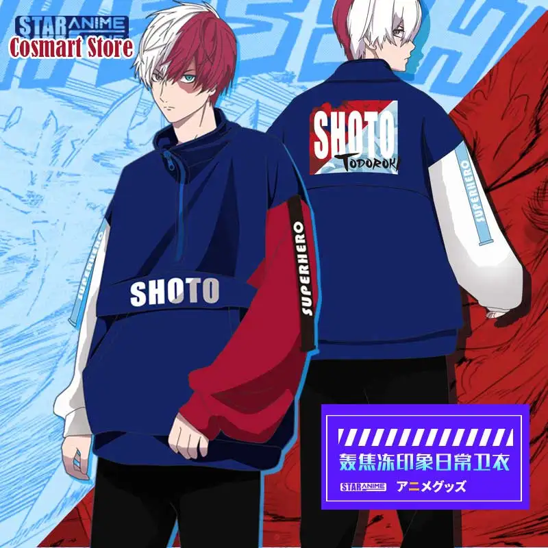 

[Stock]Anime Boku no MY HERO ACADEMIA Todoroki Shoto Jacket Hoodies Sweatshirts Winter Coat Halloween Costume for Men Free Shipp