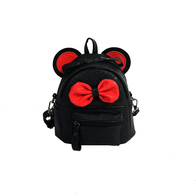 Новая сумка на плечо для девочек, мультяшный рюкзак двойного назначения, маленькая диагональная школьная сумка, Детский милый маленький рюкзак с бантом, mochilas escolares - Цвет: black