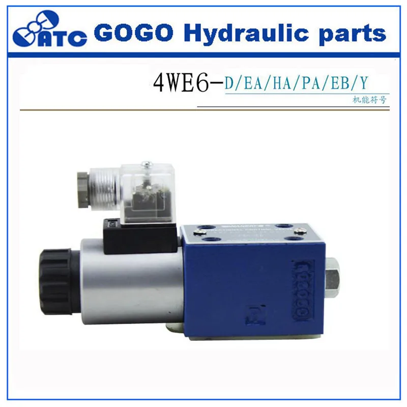 

low price hydraulic solenoid valves 4WE6 Single coil solenoid directional valve with self-locking emergency push rod