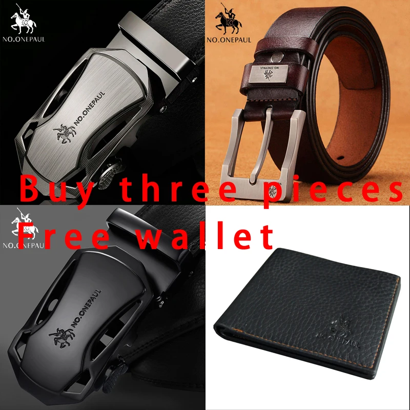 Najtaniej NO.ONEPAUL Luksusowa marka męska pas skórzany pas męski mężczyzna prawdziwej skóry pin klamra i automatyczne klamry pasy 3szt pasów