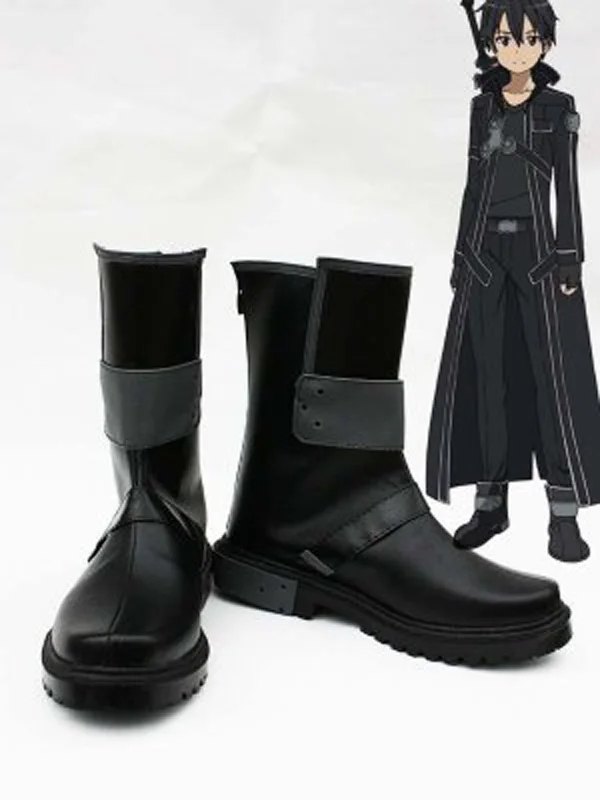 

Sword Art Online Kirito Cosplay Shoes Boots For Adult Men's Halloween Party Cosplay Boots Custom Made