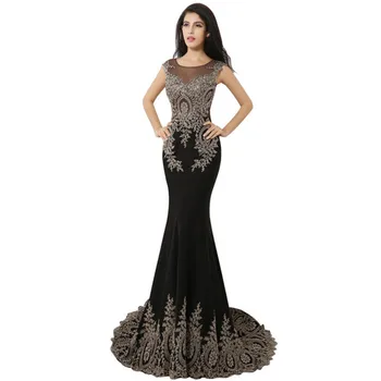 

Holievery Scoop Neck Mermaid Evening Dresses with Appliques 2019 Long Prom Gowns Robe De Soiree