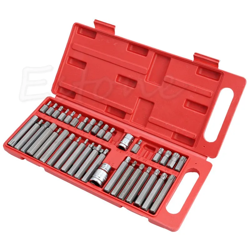 40Pcs 1/2" 3/8" Hex Star Torx Spline Socket Bit Drive Set Spline Set