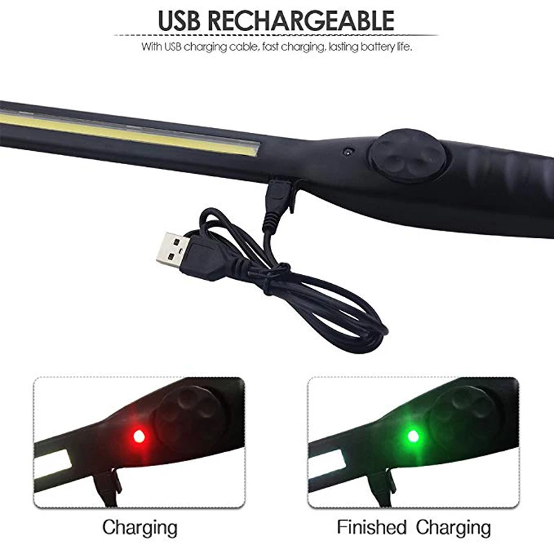 USB кабель Перезаряжаемые COB светодиодный рабочий свет тонкий Портативный