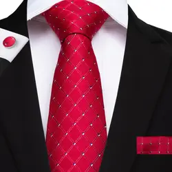 2019 DiBanGu дизайнер красный плед галстук 150 см длинный галстук для Для мужчин Hanky запонки костюм галстук Бизнес Свадебный галстук комплект SJT-7131