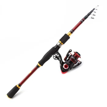 

1.8M 2.1M 2.4M 2.7M Carbon Spinning rod Telescopic Fishing Rod and Spinning Reel Fishing lure Tackle Set Free shipping