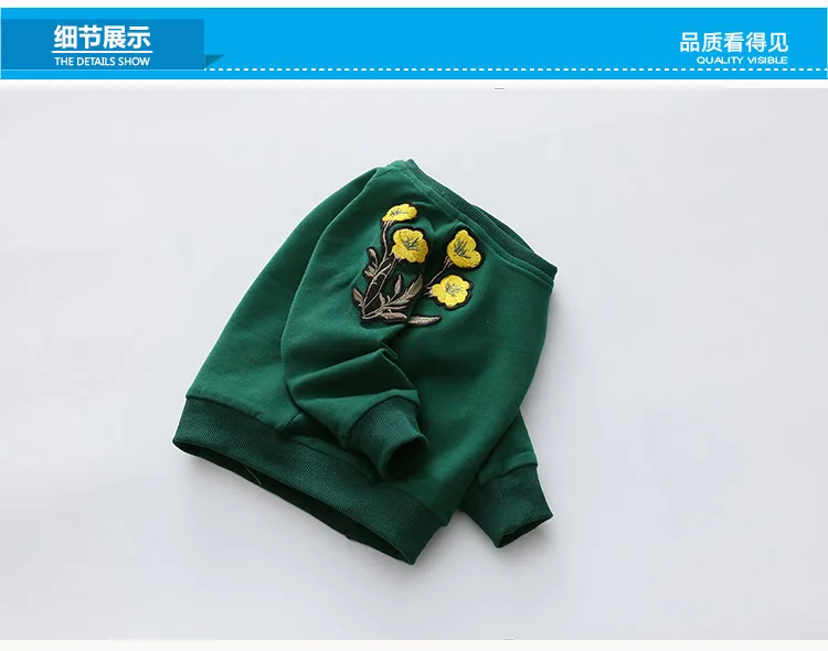 2018 Spring Autumn 2-10 Years Old Children'S Birthday Gift Long Sleeve Green Embroidery Flower Coat Baby Kids Sweatshirt Girl (9)