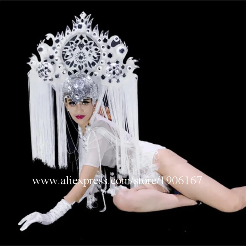 Nightclubs DS White Christmas Antlers Queen Costumes Christmas Party Costumes3