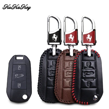 

KUKAKEY Car Key Case For Citroen C4 C5 C3-XR C-Qurtre C-Elysee Genuine Leather Remote Flip Key Bag Holder For Citroen C-Elysee