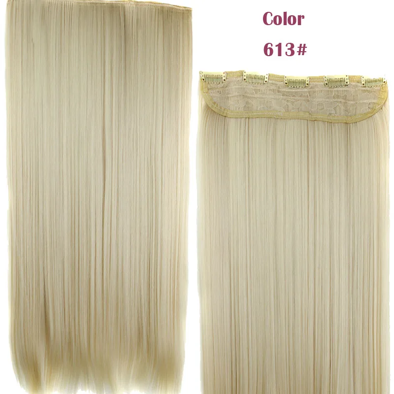 MSIWIGS Straight Long Hair Extension 5 Clips in Hair Extensions 24 Inch Synthetic Hair Blonde False Hair 613#