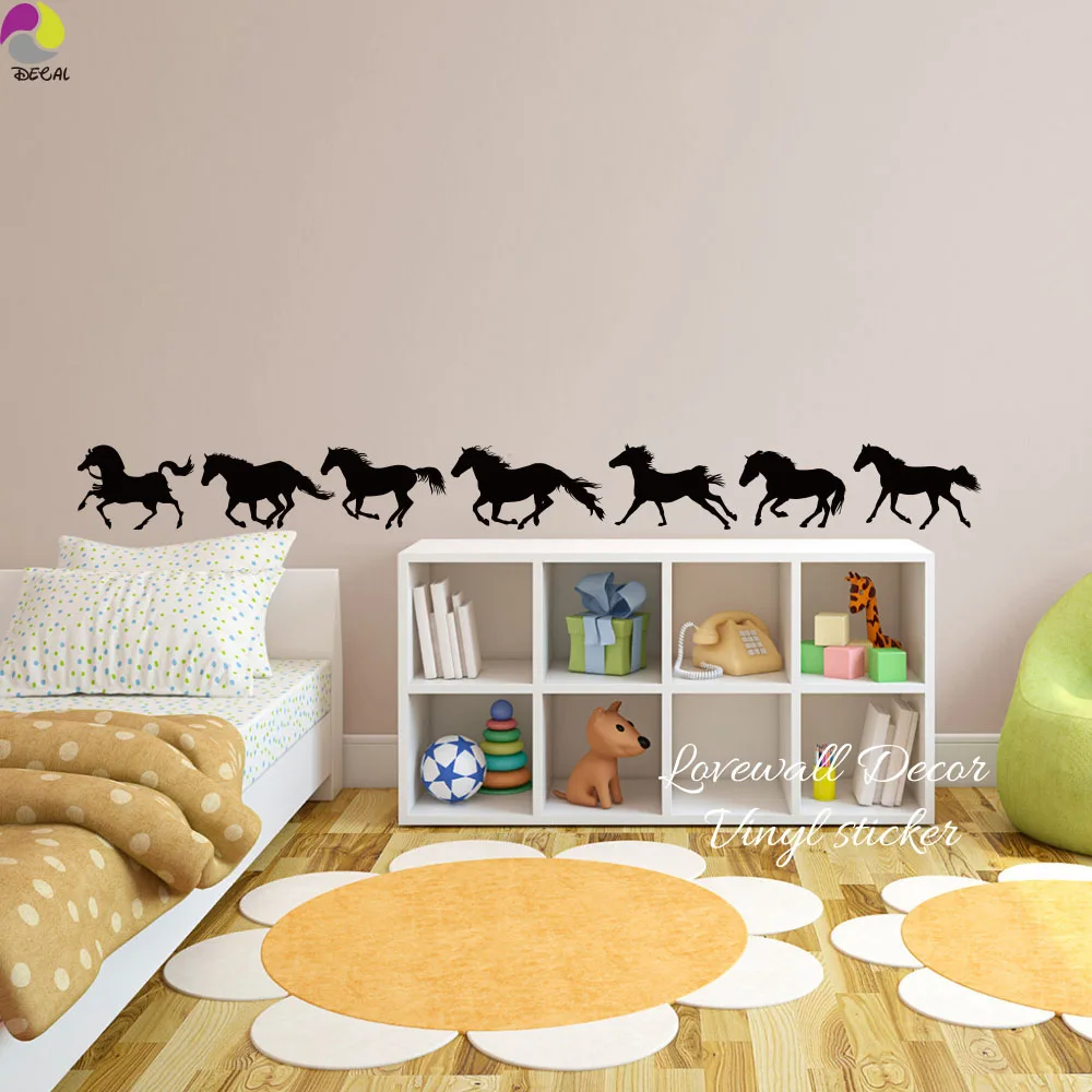 Running Horses Large Animal Wall Sticker Baby Nursery Kids Room Set of 7 Horse Animal Wall Decal Bedroom Living Room Vinyl Decor (2)