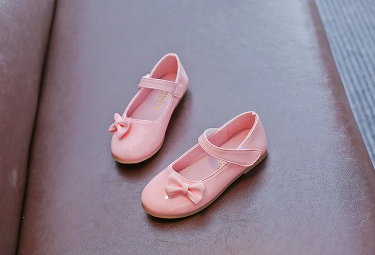 AFDSWG spring and autumn bow low heel pink little girls shoes leather black white shoes wedding girl red princess shoes