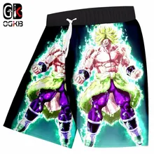 OGKB Мужская мода мультфильм шорты для женщин Супер Саян Гоку с 3d пляжные шорты человек фитнес повседневное эластичный пояс мотобрюки 5XL