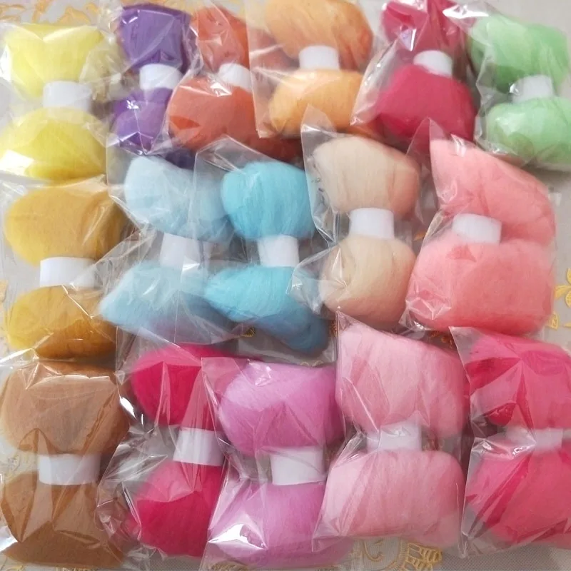 WFPFBEC 70s wool for needle felting merino roving sheep fiber crafa 160g 10g/color or 5g/color 16colors felt | Дом и сад
