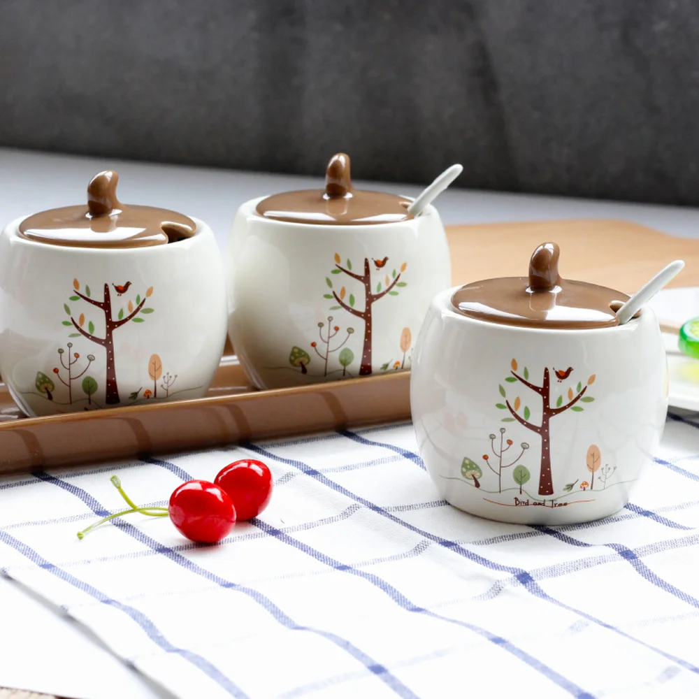 European ceramic seasoning jar seasoning box spice jar set salt pot