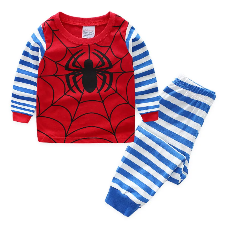 Children Casual Pajamas Clothing Set Boys Girls Cartoon Spiderman Sleepwear Suit Sets Kids Mickey Cotton Nightwear Homewear