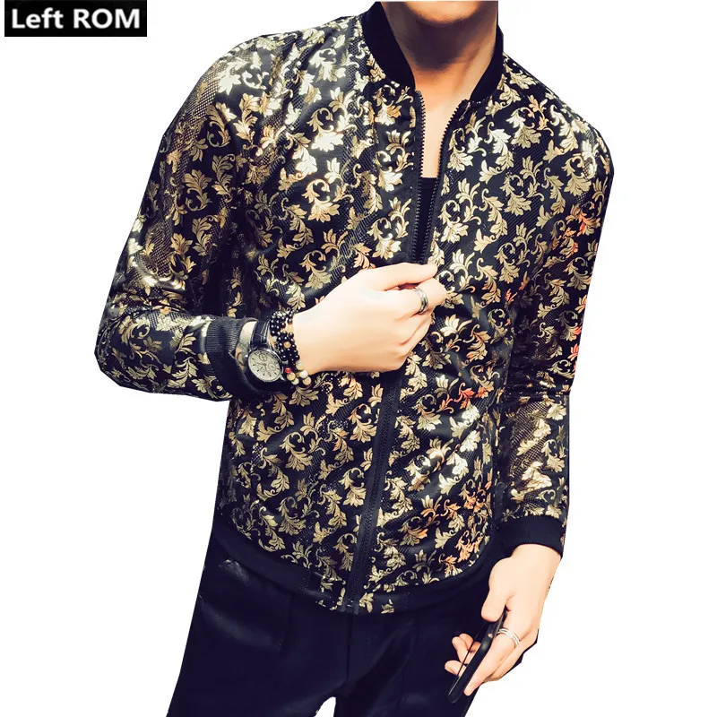 2019 جديد الرجال بوتيك الأزياء رقيقة طباعة ملهى ليلي المرحلة جاكيتات/رجل المد واقية من الشمس الملابس ضئيلة سترات رجالي