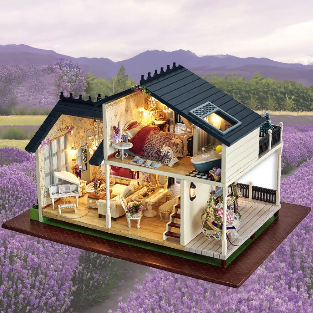 Voice Controller Miniature Kit Hand-assembled Toys Furniture Doll Houses Gifts Music Box Wooden Model DIY Handcraft