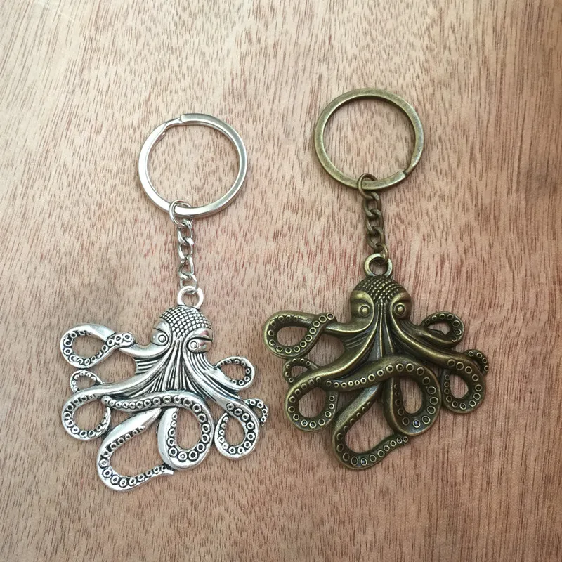 

New Fashion Keychain 57*55mm octopus Pendants DIY Men Jewelry Car Key Chain Ring Holder Souvenir For Gift