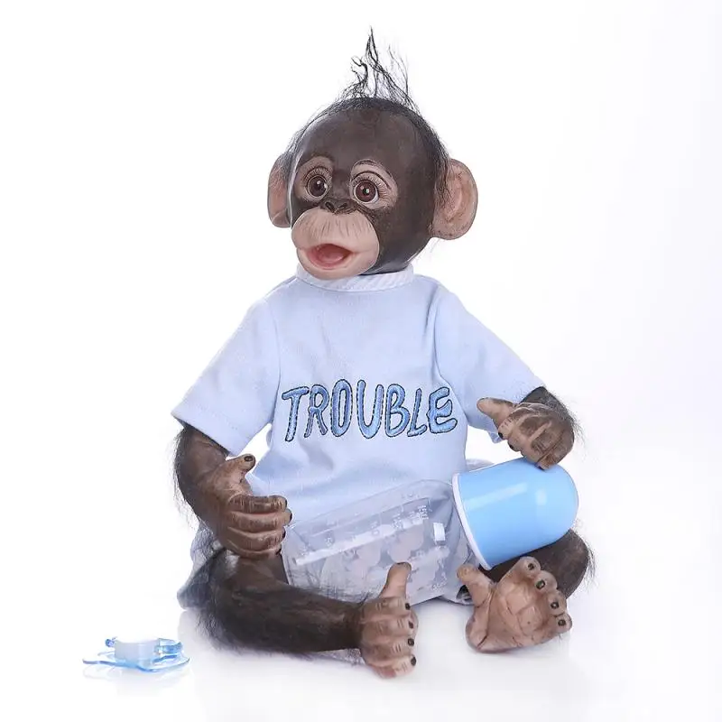 

NPK New 40CM 100% handmade reborn Monkey very soft silicone vinyl Collectible Boneca Macaco Cosplay Apes doll