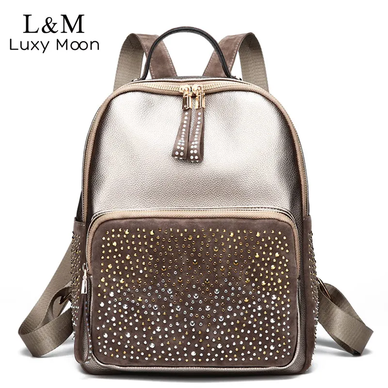 

Glitter Leather Backpacks For Teenage Girls School Bag Female Large Bling Fashion Backpack Women Travel Bags mochila XA1151H