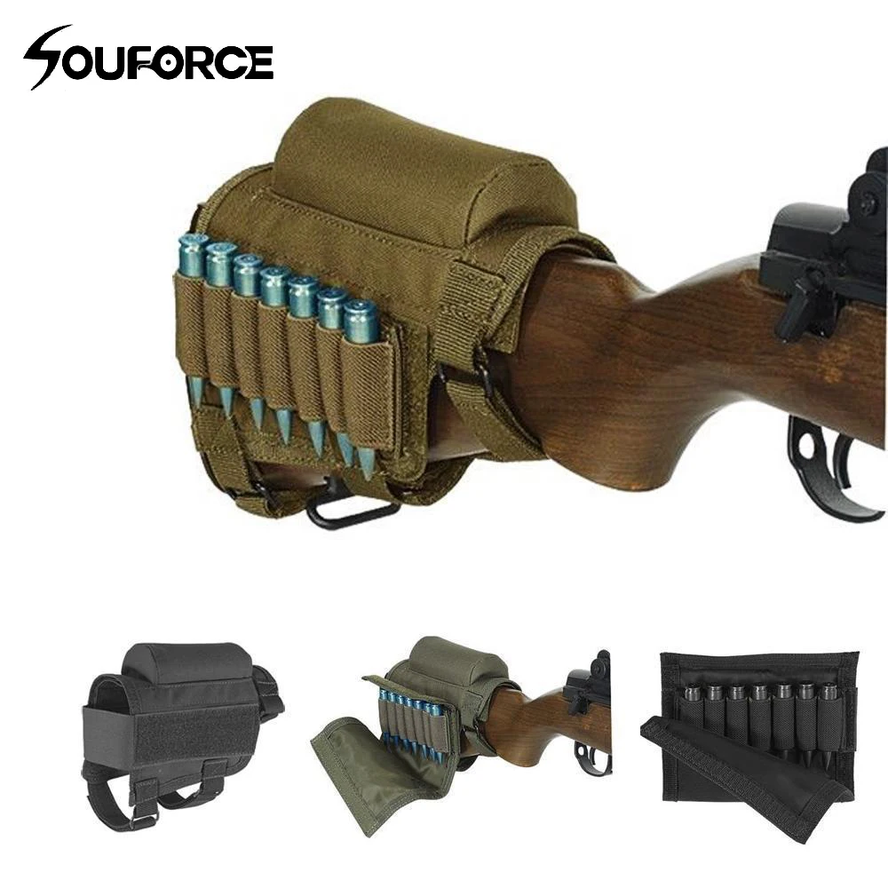 Adjustable Tactical Butt Stock Rifle Buttstock Cheek Rest Pouch Holder