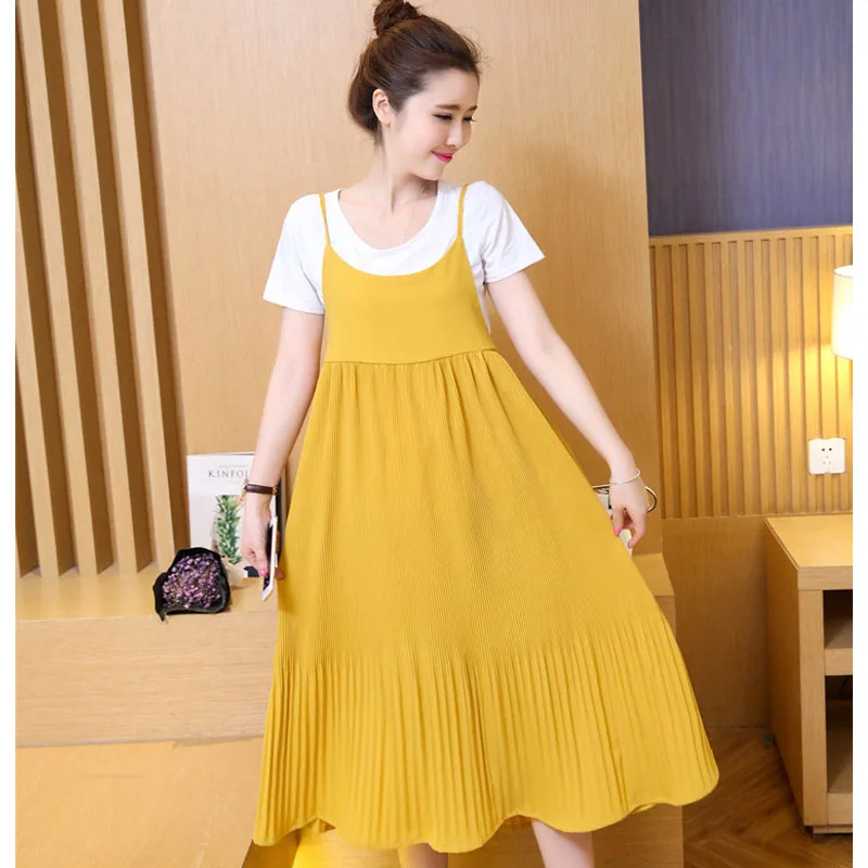 

2PC Set Maternity Top Dress Suit Vestido For Pregnant Women Clothes Short Sleeve Pregnancy Dress Pregnant Mother Summer Clothing