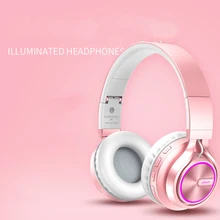 Hi-Fi Bass Headband Stereo Headset,Wireless Bluetooth 4.1 Headphones With Mic Support TF Card, Rose Gold Headphones for girls