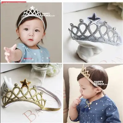 two colors Girls Princess Christmas Headbands Baby Headwear Bow Crown Toddler Kids Hair Accessories