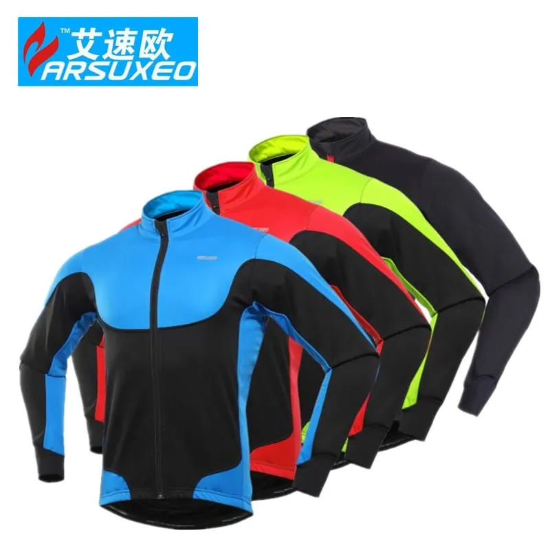 

ARSUXEO Cycling Jacket Winter Thermal Warm Up Fleece MTB Bike Light Weight Windproof cycling clothes china bicicleta Coat
