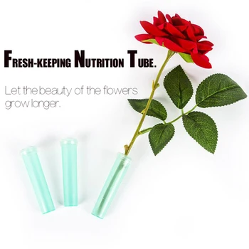 

100Pcs Christmas Flowers Nutrition Tube Plastic Floral Water Tube With Cap Fresh Flower Water Container For Flower Shop Supplies