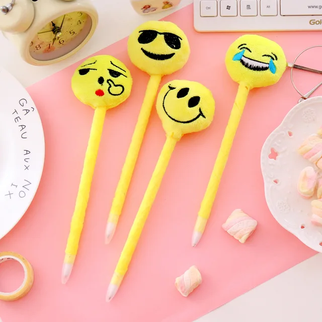 Cheap 20 pcs/lot Cute Emoji Smile Ballpoint Pen Lovely Plush ball pens for writing office school supply Gifts for kids escolar Cheap 20 pcs/lot Cute Emoji Smile Ballpoint Pen Lovely Plush ball pens for writing office school supply Gifts for kids escolar