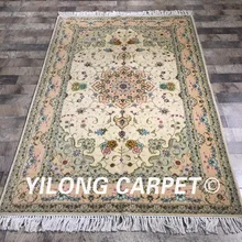Yilong 4'x6' Изысканные цветы турецкий handknotted небольшой ковер красивые шерстяные шелковые ковры ручной работы(wy2118s4x6