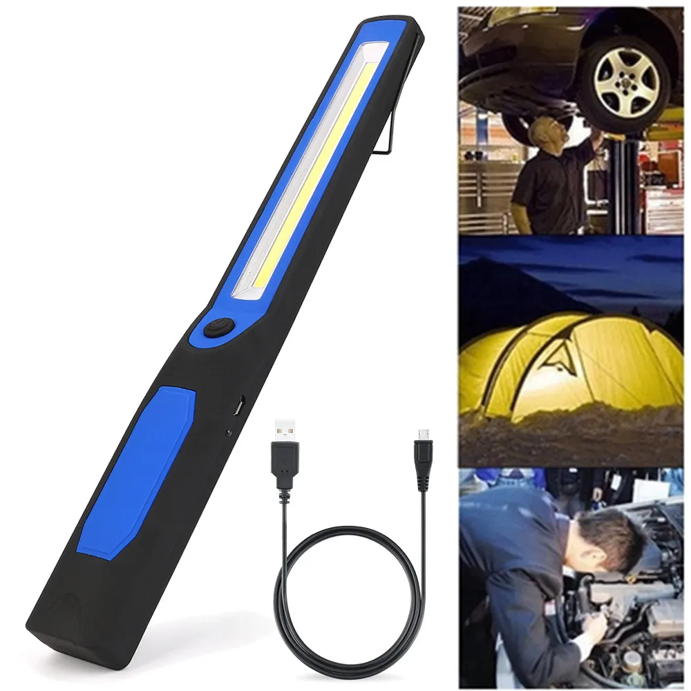 

Light Lamp 2in1 Rechargeable LED COB Camping Work Inspection Light Lamp Hand Torch Magnetic Portable USB Flashlight T#