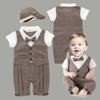 

New Style Children's Clothing Baby Boys Gentleman Clothes Kids Clothes Short Sleeves Rompers Baby Clothing Sets 3sets/lot