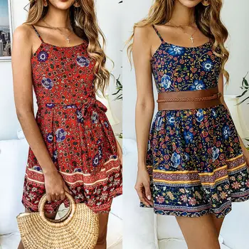 

Hirigin Fasion 2019 New Summer Women Floral Sleeveless Playsuit Shorts Beach Jumpsuit