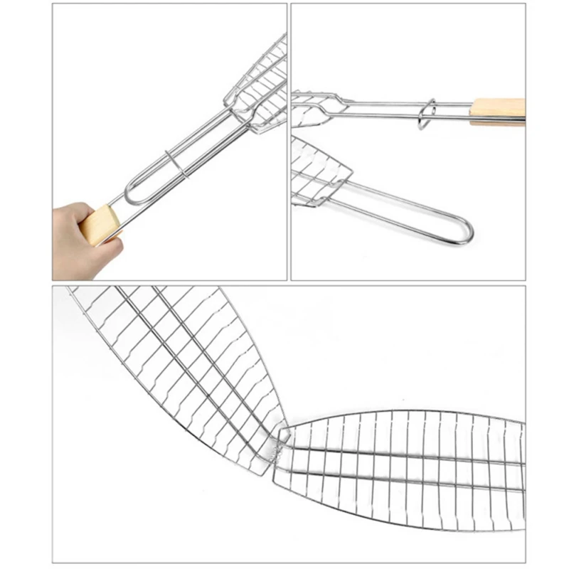 Аксессуары для барбекю на открытом воздухе, зажимы для рыбы на гриле, барбекю, поджаренный хлеб, сосиски на гриле, баклажан, кукуруза, решетка для барбекю