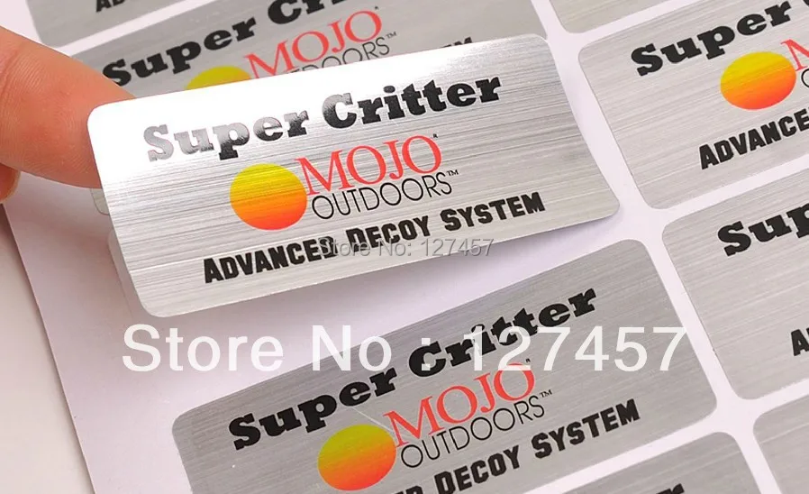 

custom printed brushed silver PET label die cut self-adhesive sticker printing