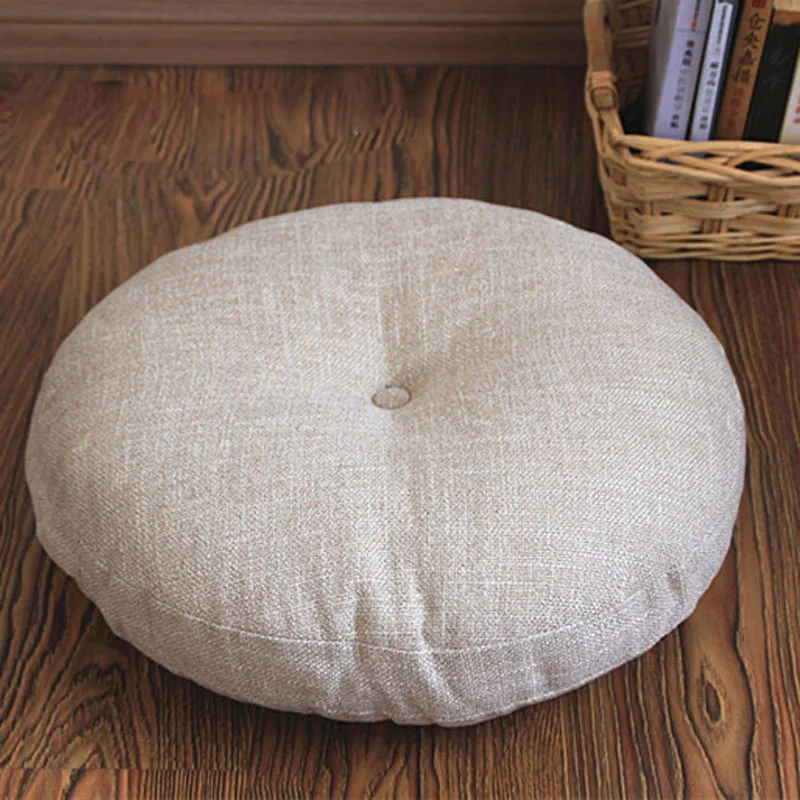 L126-KAYIYO Round Cotton&Linen Meditation Cushion Chair Pillow Yoga Cushion Bay Window Cushion Gray High Quality (4)
