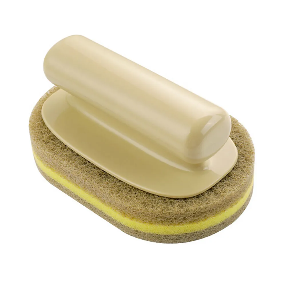 Sponge Brush Eraser Scrub Handle Grip Sink Pot Bowl Kitchen Cleaning