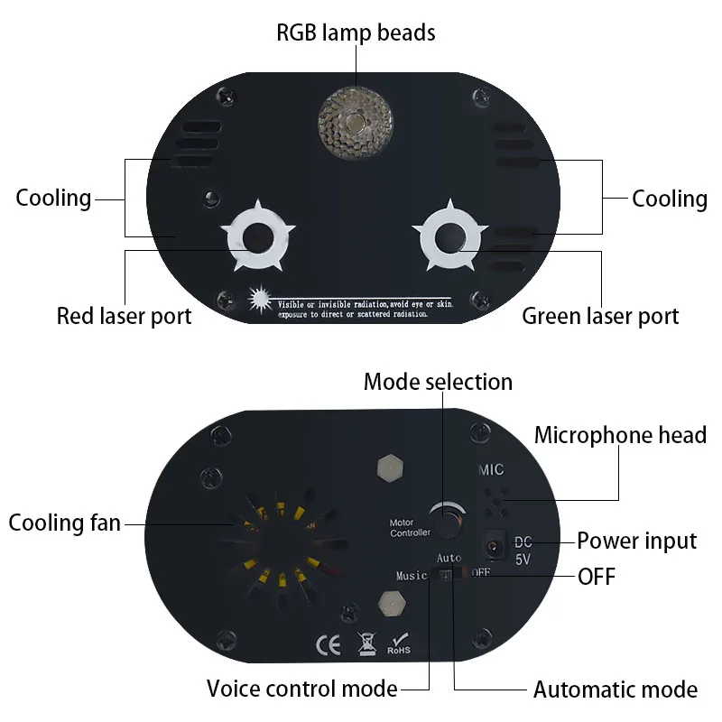luz do projetor laser som ativado led strobe stage luz