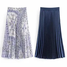 Новое поступление, модная повседневная плиссированная удлиненная юбка с высокой талией, 2 цвета, женская одежда